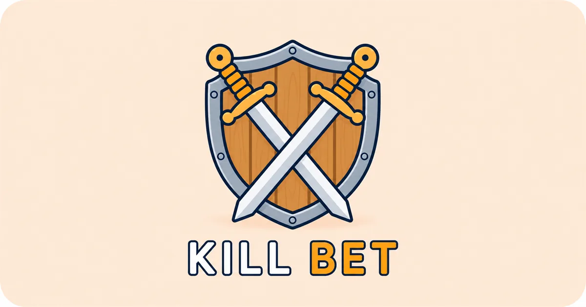 주황색 방패와 교차한 두 검 아래 Kill Bet 이름이 적힌 로고